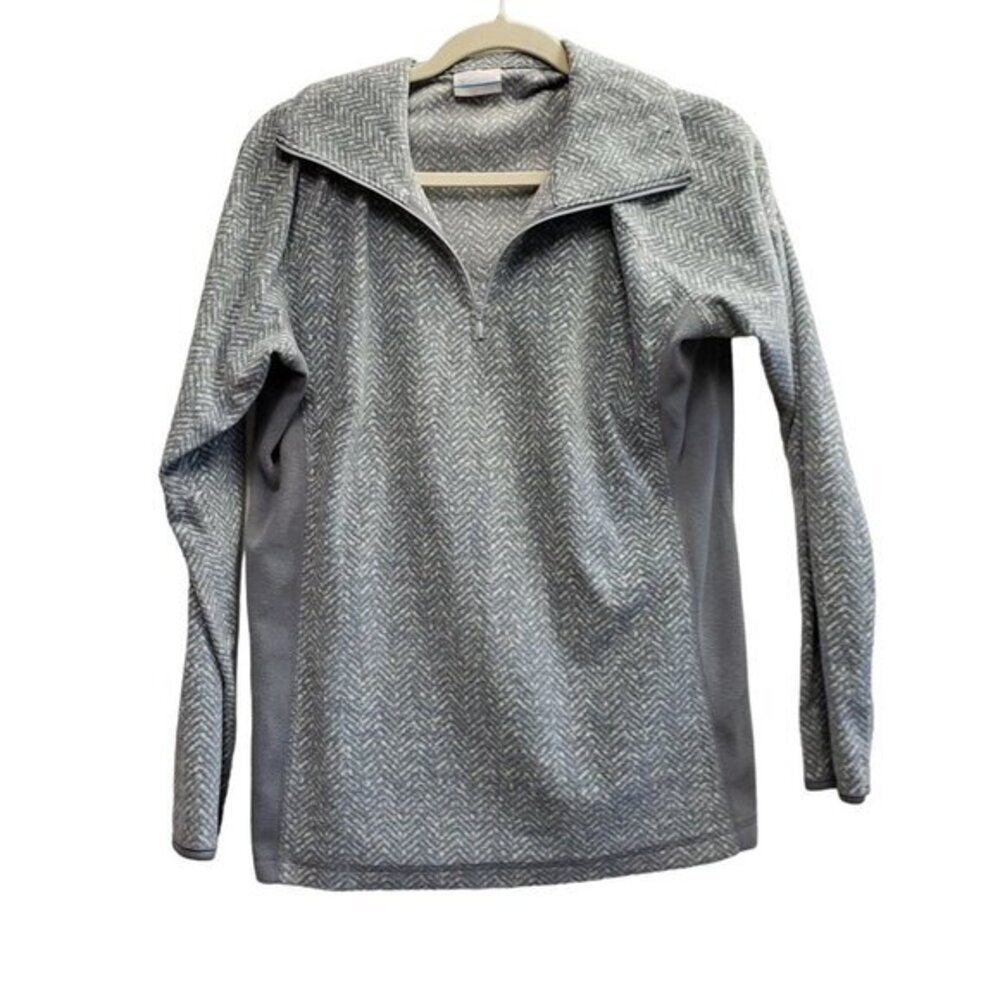 Columbia Womens Pullover Fleece Type Jacket Size L‎ Gray White  Pre-Owned